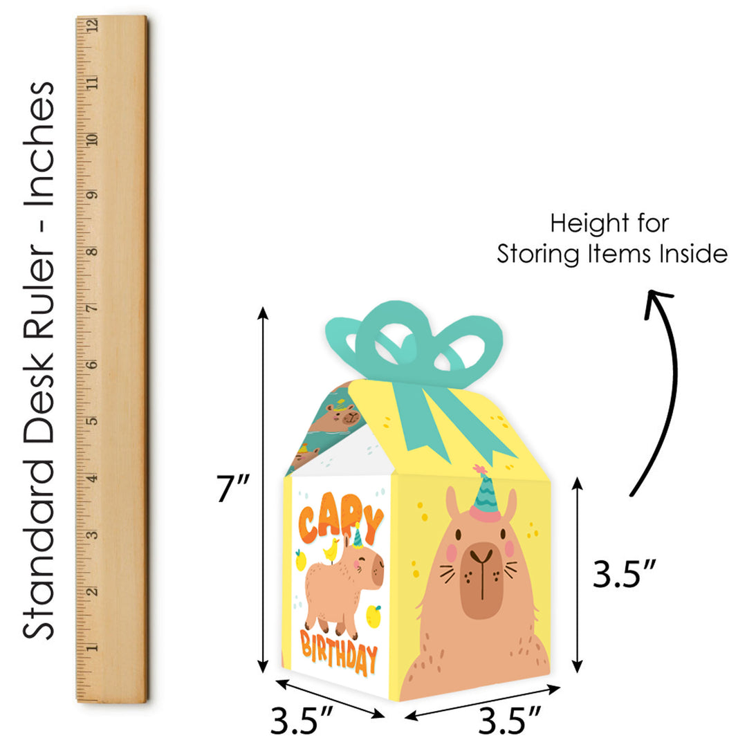 Capy Birthday - Square Favor Gift Boxes - Capybara Party Bow Boxes - Set of 12