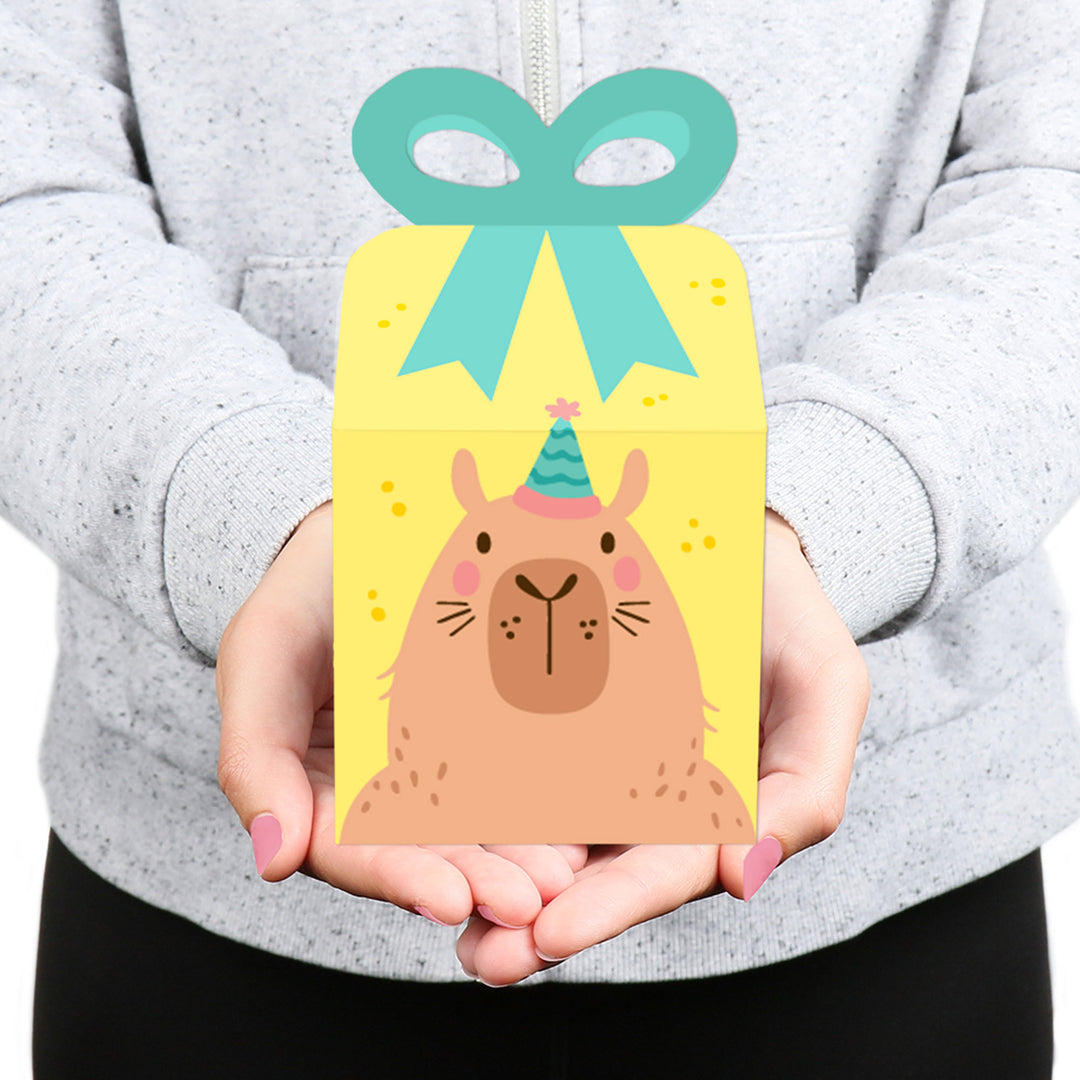 Capy Birthday - Square Favor Gift Boxes - Capybara Party Bow Boxes - Set of 12