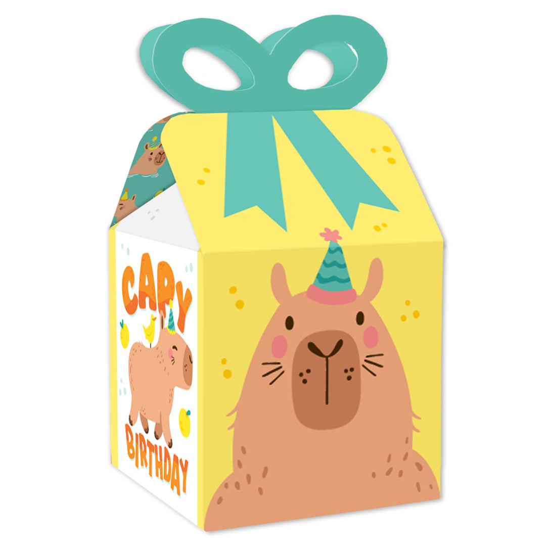 Capy Birthday - Square Favor Gift Boxes - Capybara Party Bow Boxes - Set of 12