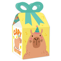 Capy Birthday - Square Favor Gift Boxes - Capybara Party Bow Boxes - Set of 12