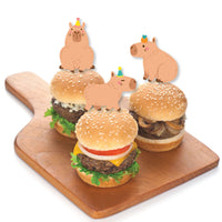 Capy Birthday - Dessert Cupcake Toppers - Capybara Party Clear Treat Picks - Set of 24