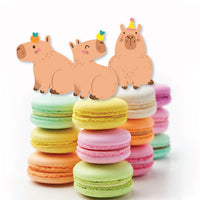 Capy Birthday - Dessert Cupcake Toppers - Capybara Party Clear Treat Picks - Set of 24