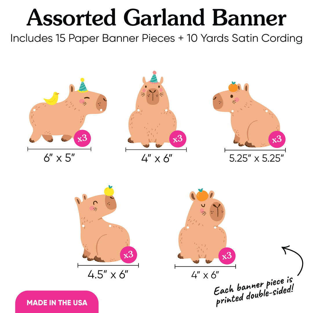 Capybara Garland Banner - 15 Pc