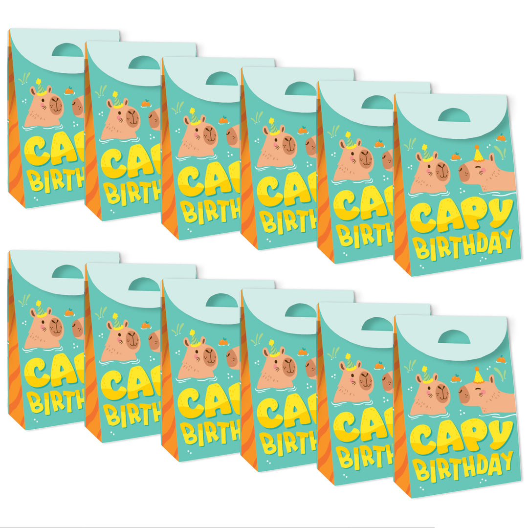 Capy Birthday - Capybara Gift Favor Bags - Party Goodie Boxes - Set of 12