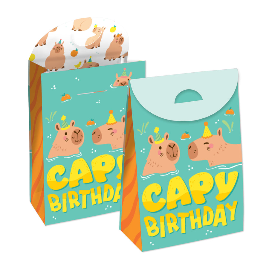 Capy Birthday - Capybara Gift Favor Bags - Party Goodie Boxes - Set of 12