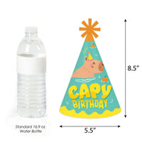 Capy Birthday - Cone Happy Birthday Party Hats for Kids and Adults - Set of 8 (Standard Size)