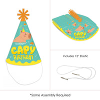 Capy Birthday - Cone Happy Birthday Party Hats for Kids and Adults - Set of 8 (Standard Size)