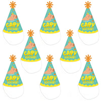 Capy Birthday - Cone Happy Birthday Party Hats for Kids and Adults - Set of 8 (Standard Size)