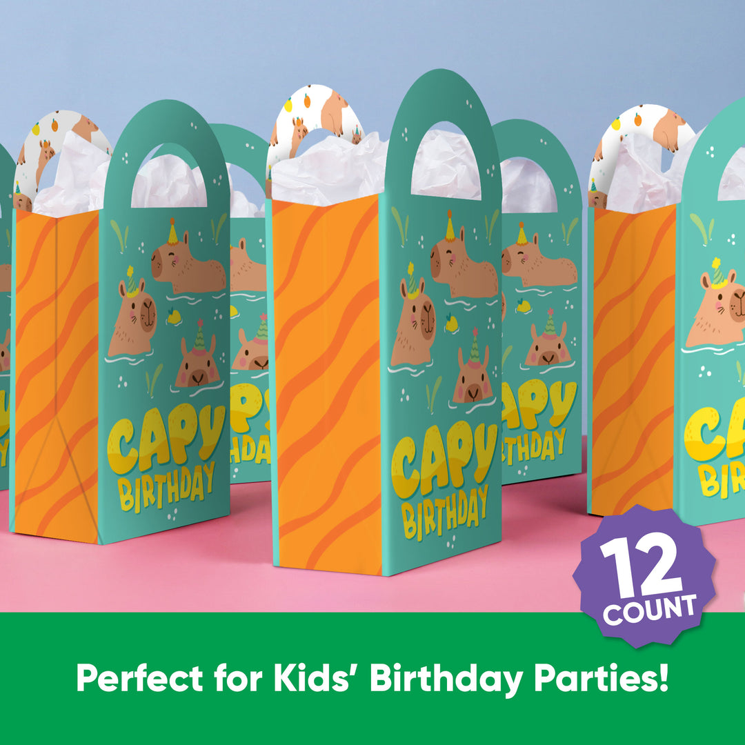 Capy Birthday Paper Favor Bags - 12 Ct