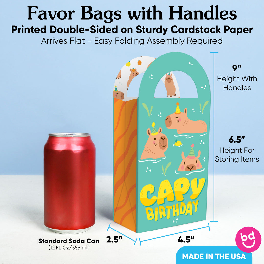 Capy Birthday Paper Favor Bags - 12 Ct