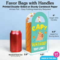 Custom Text Capy Birthday Paper Favor Bags - 12 Ct