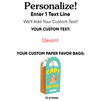 Custom Text Capy Birthday Paper Favor Bags - 12 Ct