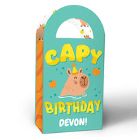 Custom Text Capy Birthday Paper Favor Bags - 12 Ct