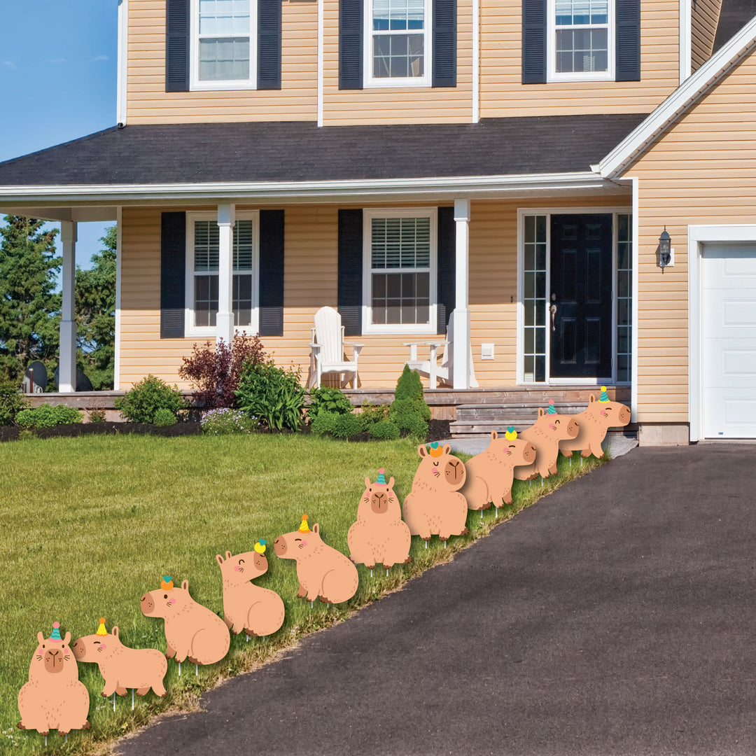 Capy Birthday - Lawn Decorations - Outdoor Capybara Party Yard Decorations - 10 Piece