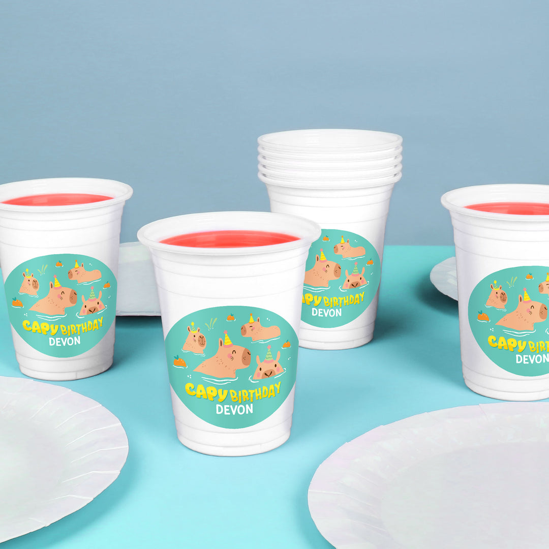 Custom Text Party Cups - Capybara - 16 Ct
