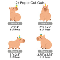 Capy Birthday - DIY Shaped Capybara Party Cut-Outs - 24 Count