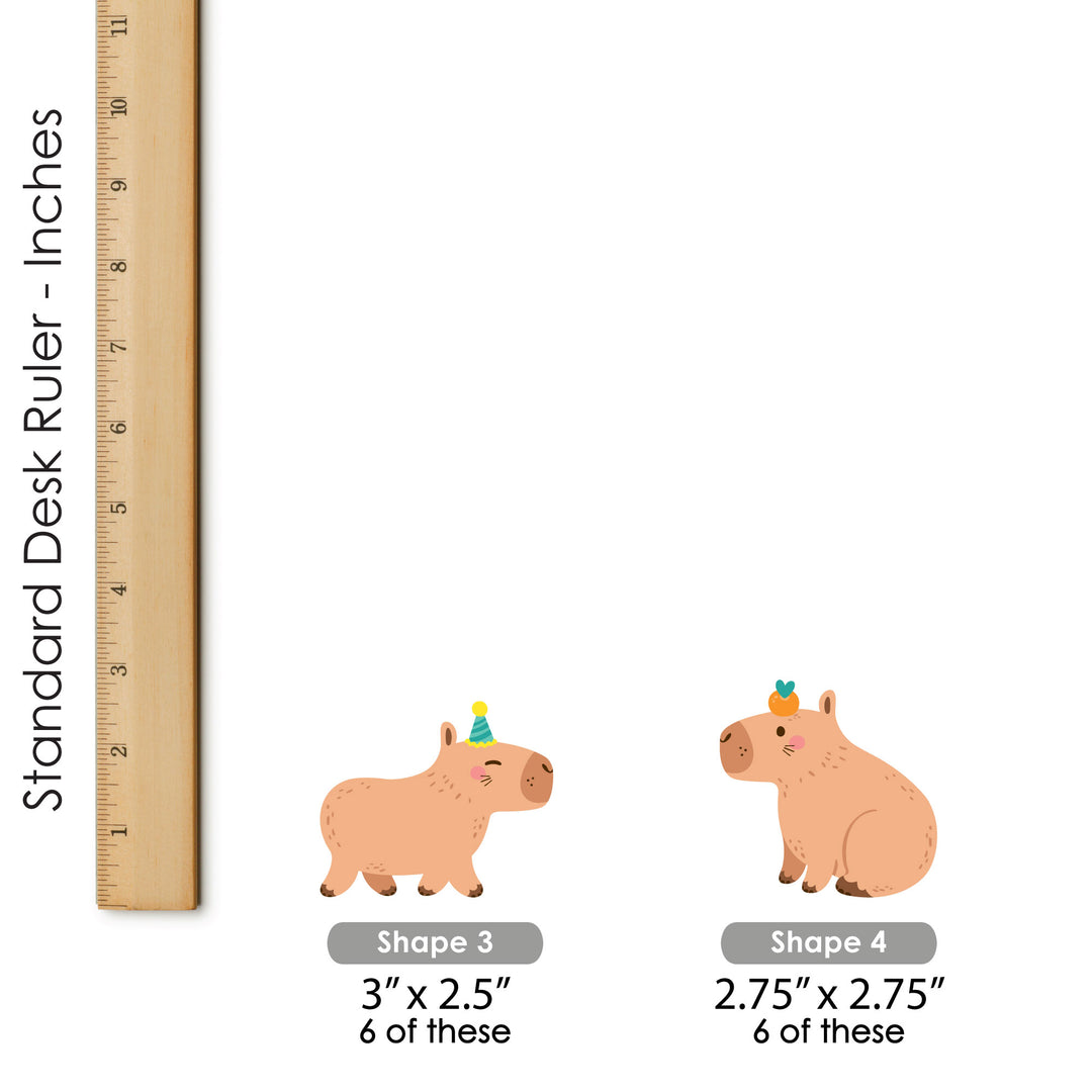 Capy Birthday - DIY Shaped Capybara Party Cut-Outs - 24 Count