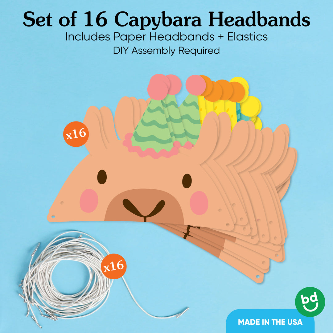 Capybara Paper Headbands - 16 Ct