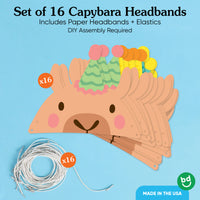 Capybara Paper Headbands - 16 Ct