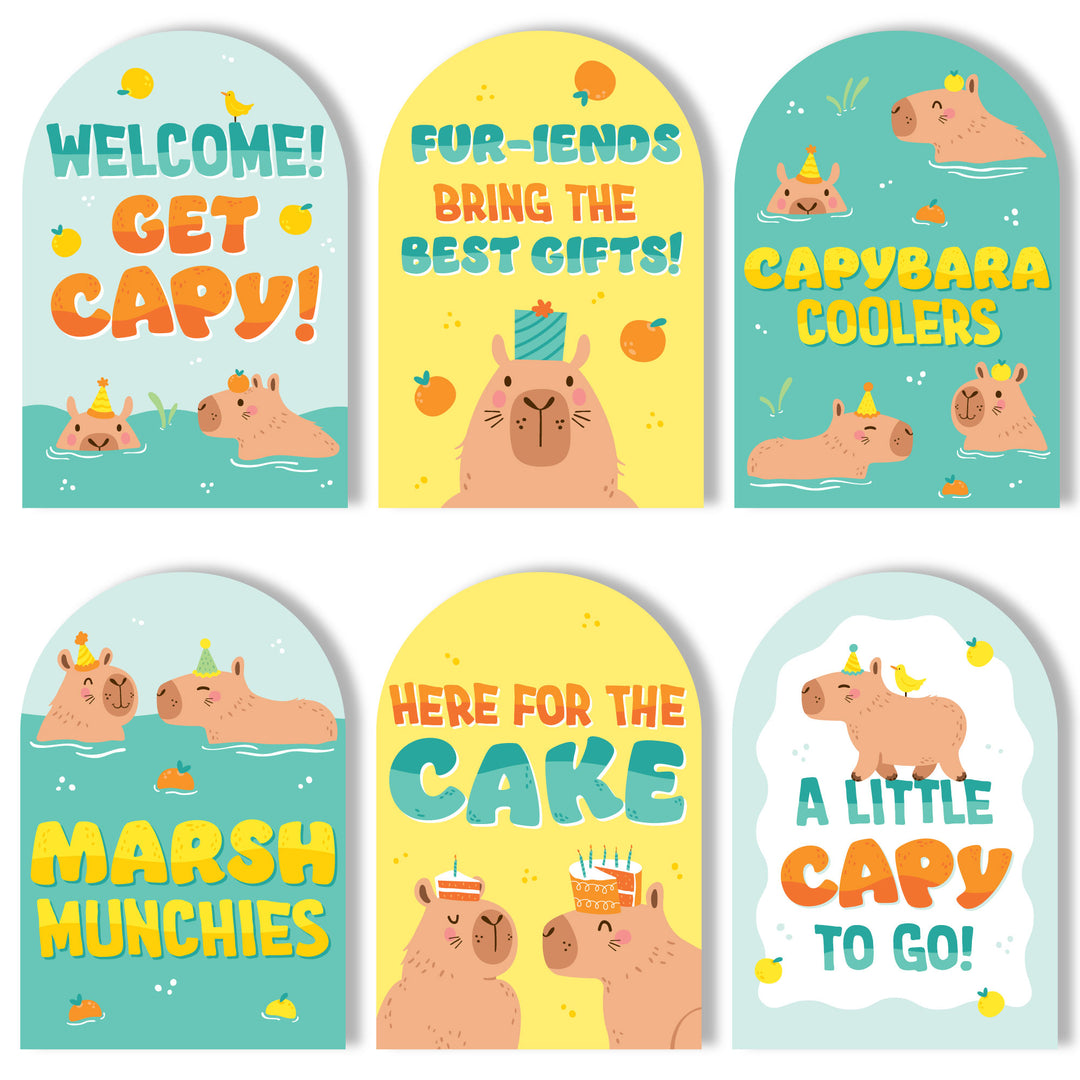 Capy Birthday Party Signs Set - 6 Ct
