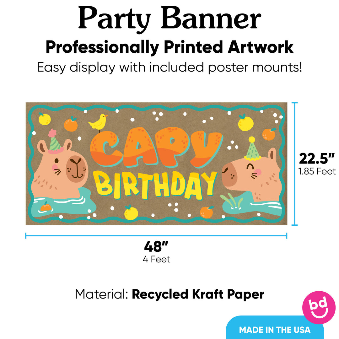 Capy Birthday banner 48x22.5 inches with 8 mounts