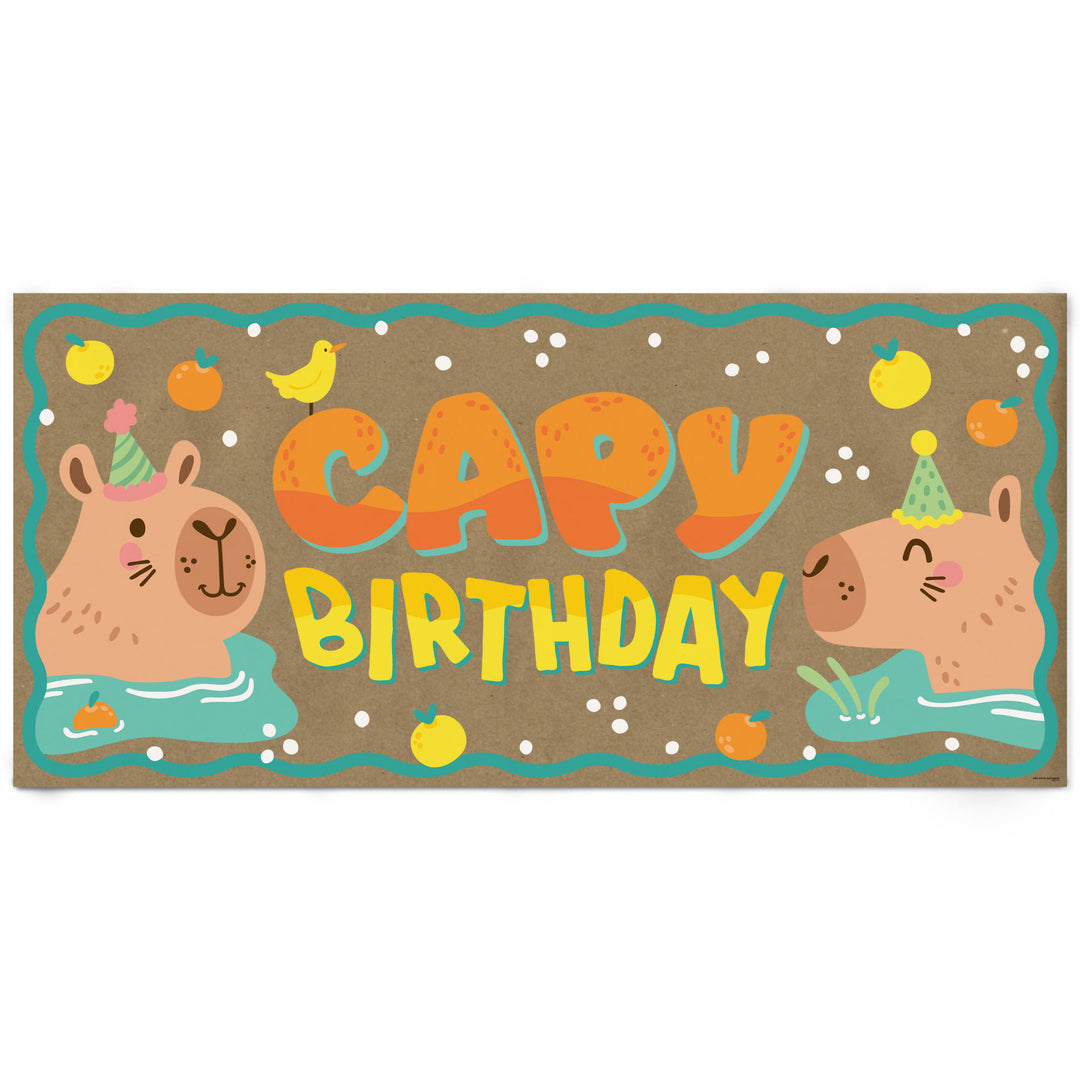 Capy Birthday kraft paper banner capybara theme