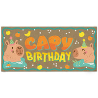 Capy Birthday kraft paper banner capybara theme