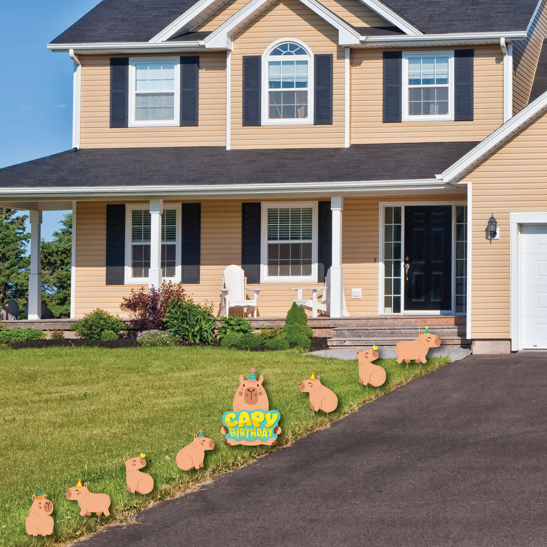 Capy Birthday - Yard Sign and Outdoor Lawn Decorations - Capybara Party Yard Signs - Set of 8