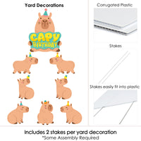 Capy Birthday - Yard Sign and Outdoor Lawn Decorations - Capybara Party Yard Signs - Set of 8