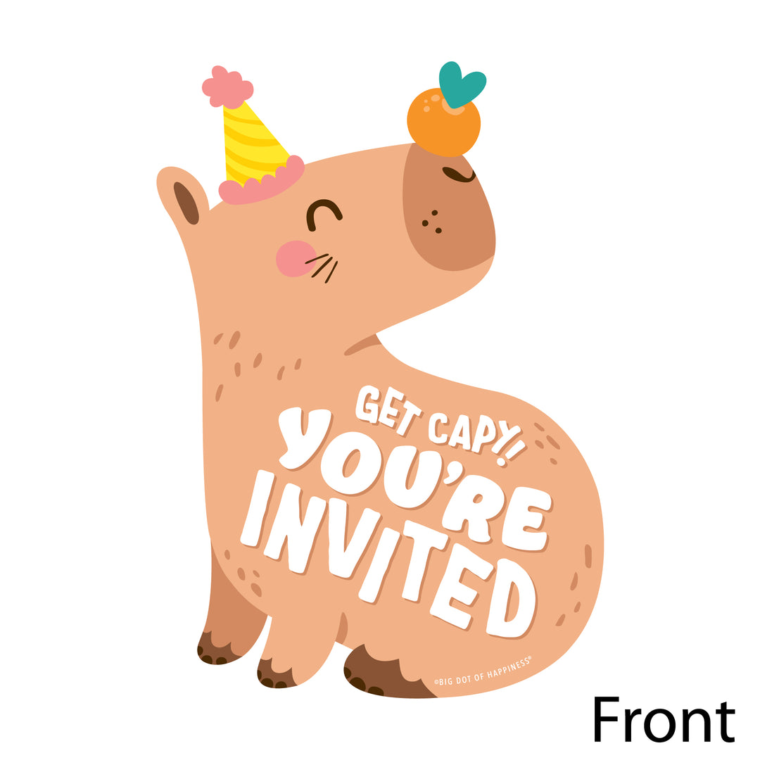 Capy Birthday - Shaped Fill-In Invitations - Capybara Party Invitation Cards with Envelopes - Set of 12