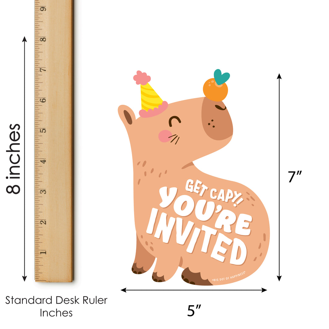 Capy Birthday - Shaped Fill-In Invitations - Capybara Party Invitation Cards with Envelopes - Set of 12