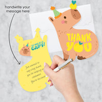 Capy Birthday - Shaped Thank You Cards - Capybara Party Thank You Note Cards with Envelopes - Set of 12