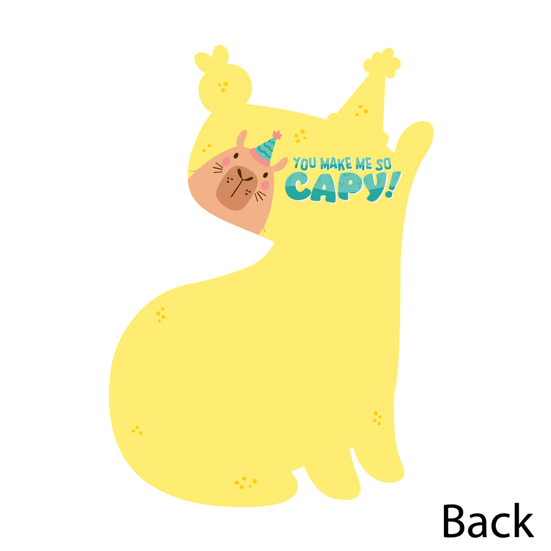 Capy Birthday - Shaped Thank You Cards - Capybara Party Thank You Note Cards with Envelopes - Set of 12