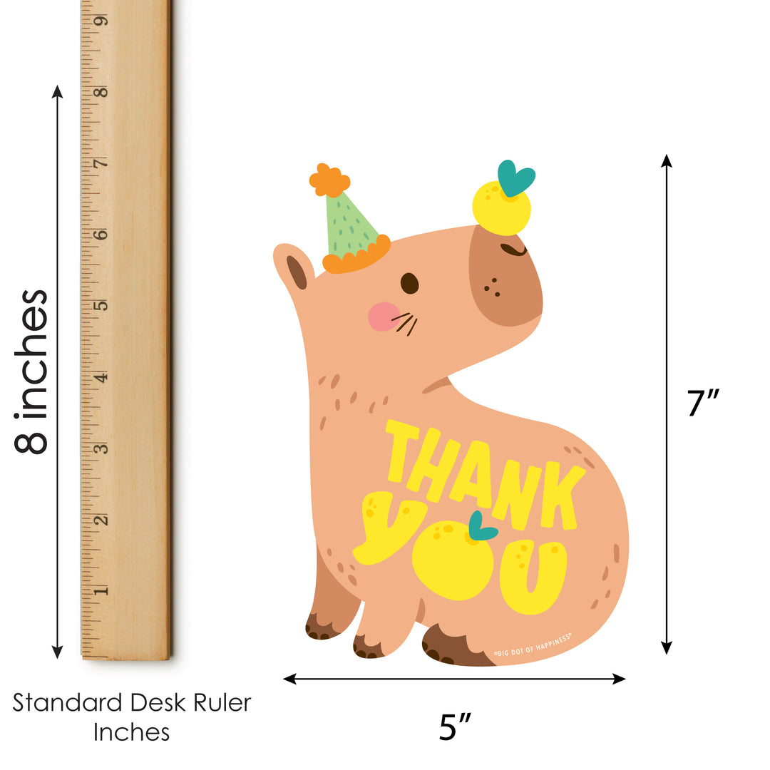 Capy Birthday - Shaped Thank You Cards - Capybara Party Thank You Note Cards with Envelopes - Set of 12