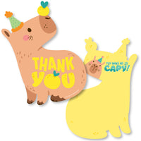 Capy Birthday - Shaped Thank You Cards - Capybara Party Thank You Note Cards with Envelopes - Set of 12