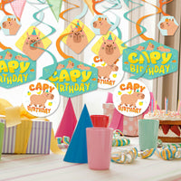 Capy Birthday - Capybara Party Hanging Decor - Party Decoration Swirls - Set of 40