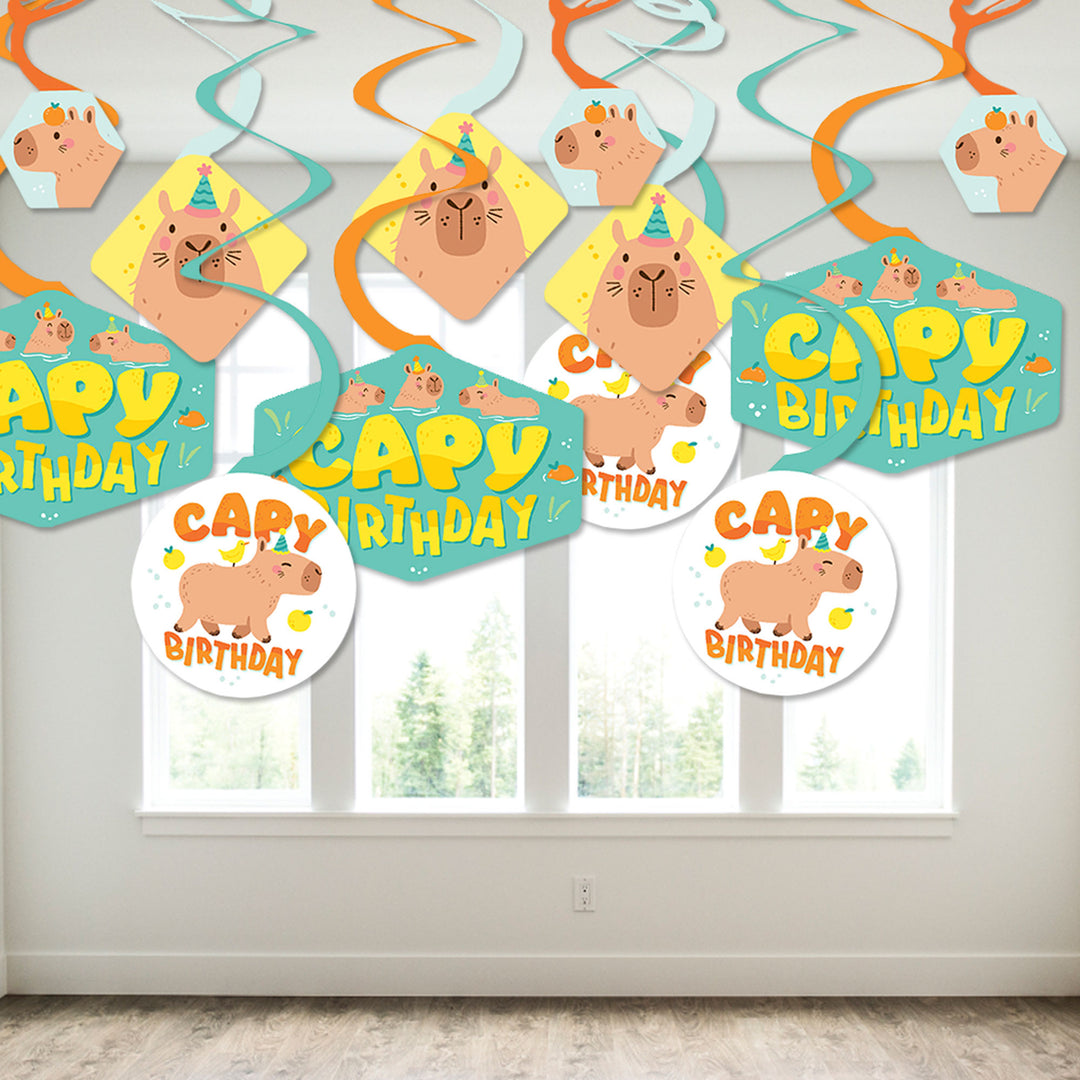 Capy Birthday - Capybara Party Hanging Decor - Party Decoration Swirls - Set of 40