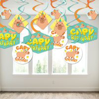 Capy Birthday - Capybara Party Hanging Decor - Party Decoration Swirls - Set of 40