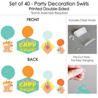 Capy Birthday - Capybara Party Hanging Decor - Party Decoration Swirls - Set of 40