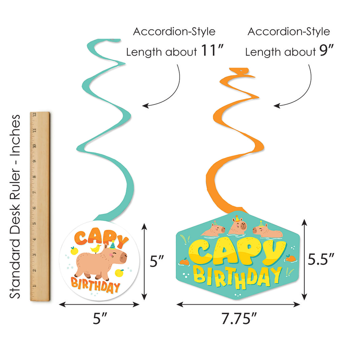 Capy Birthday - Capybara Party Hanging Decor - Party Decoration Swirls - Set of 40