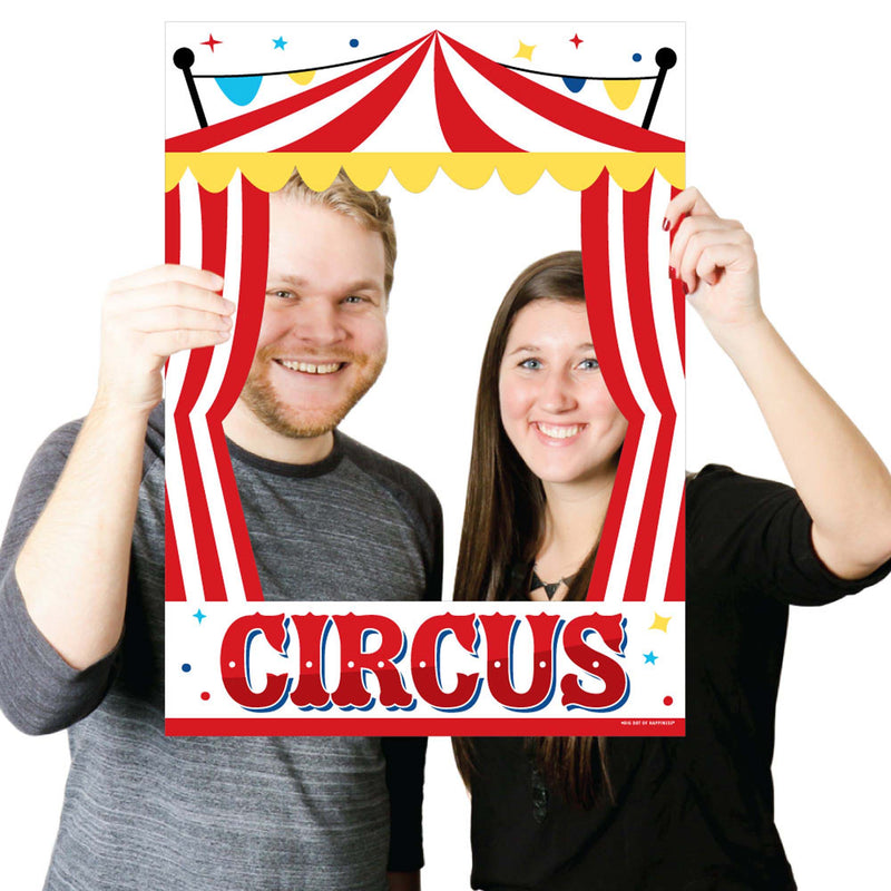 Carnival - Step Right Up Circus - Carnival Themed Party Selfie Photo Booth Picture Frame and Props - Printed on Sturdy Material