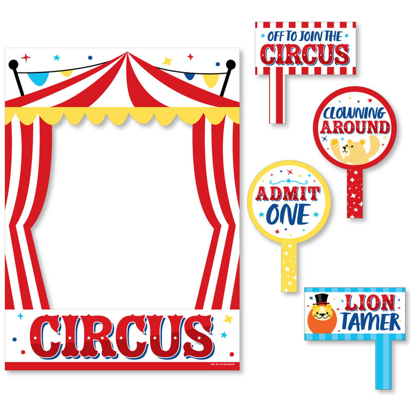 Carnival - Step Right Up Circus - Carnival Themed Party Selfie Photo Booth Picture Frame and Props - Printed on Sturdy Material