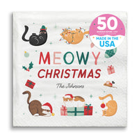 Custom Text Napkins - Cat Christmas