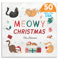 Custom Text Napkins - Cat Christmas