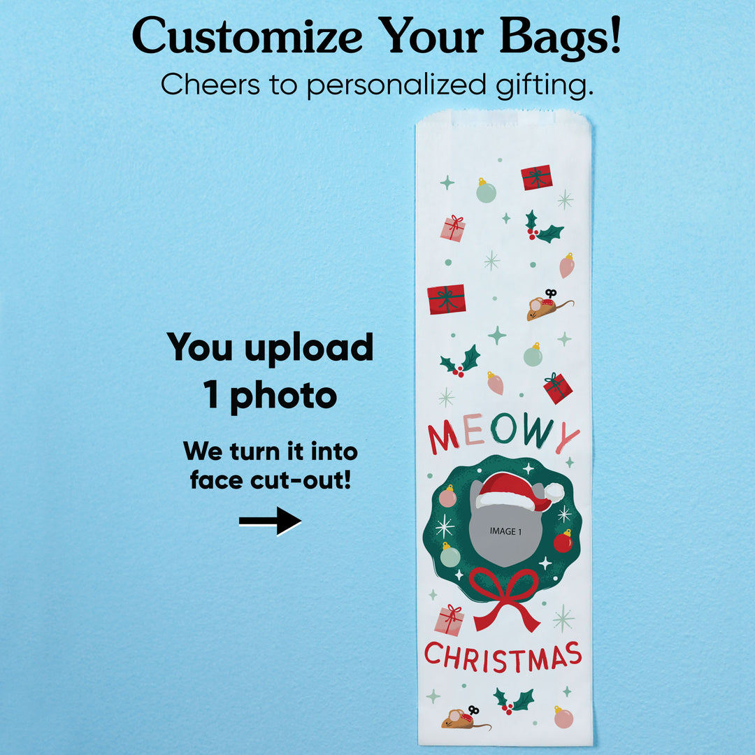 Custom Face Wine Bags - Cat Christmas