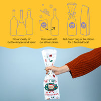 Custom Face Wine Bags - Cat Christmas