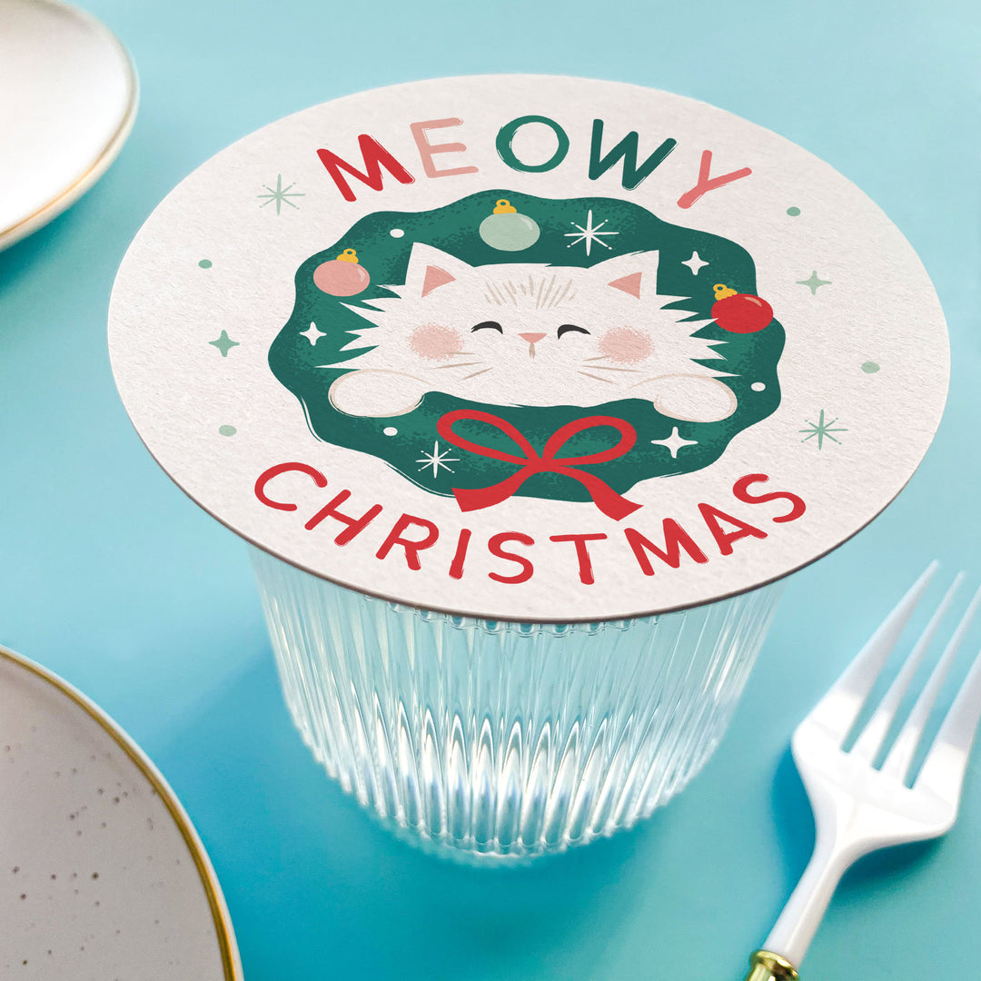 Drink Coasters - Cat Christmas - 25 Ct