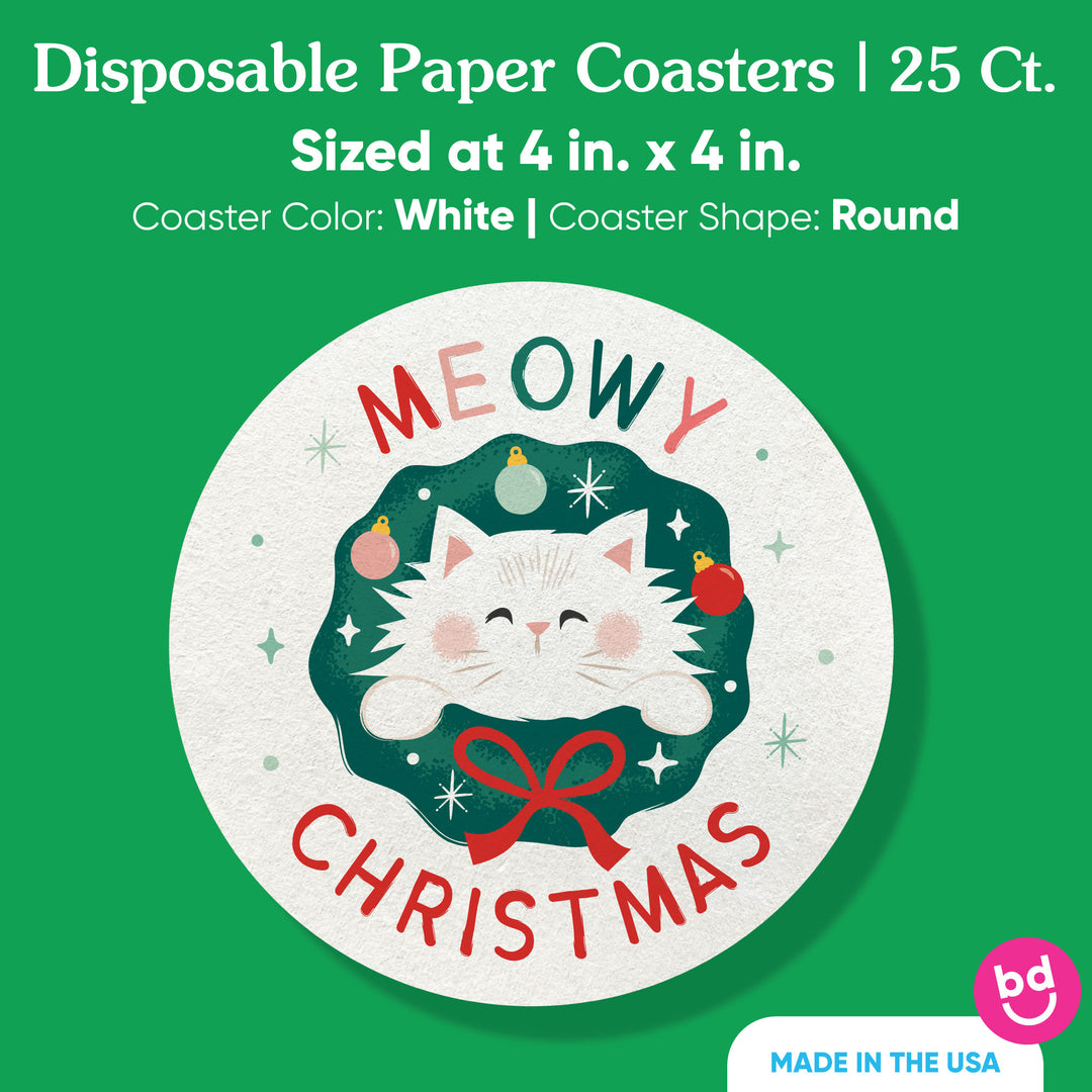 Drink Coasters - Cat Christmas - 25 Ct