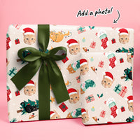 Custom Face Wrapping Paper - Cat Christmas