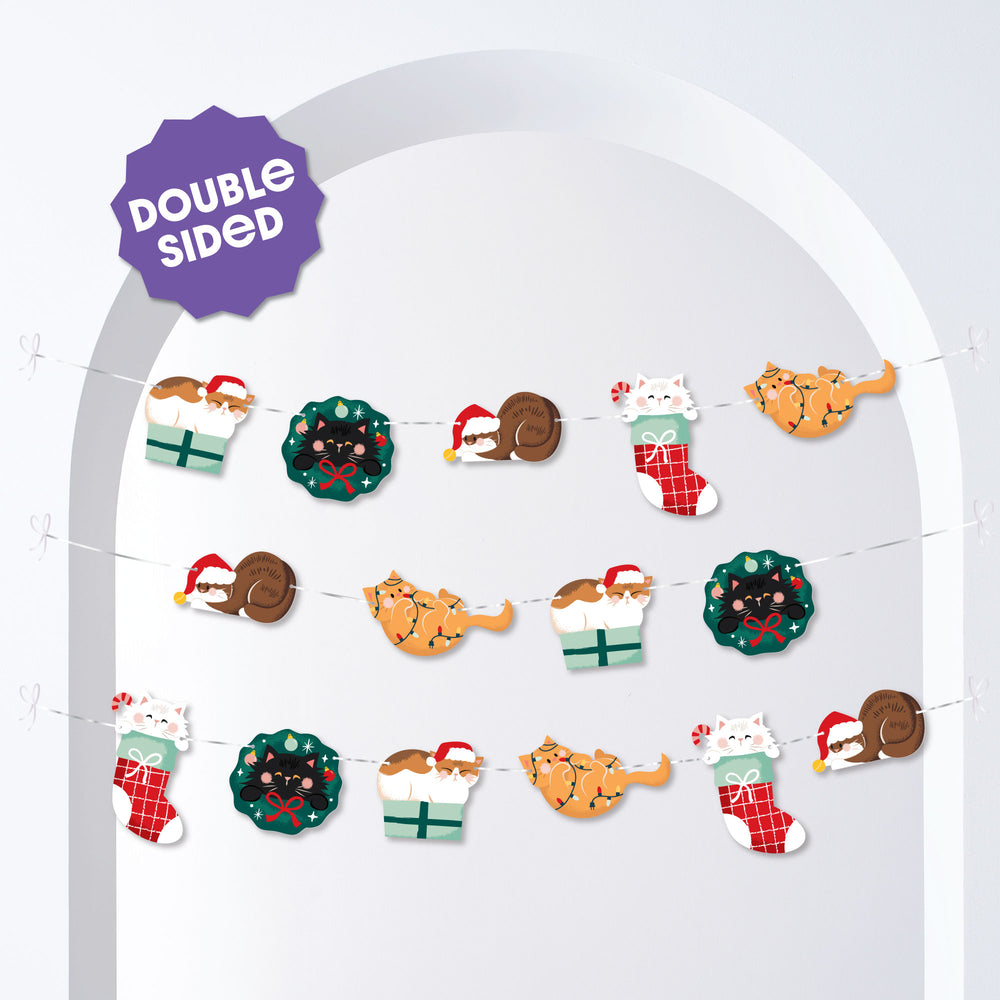 Cat Christmas Garland Banner - 15 Pc